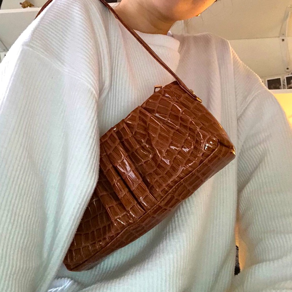 Light brown crocodile shoulder bag